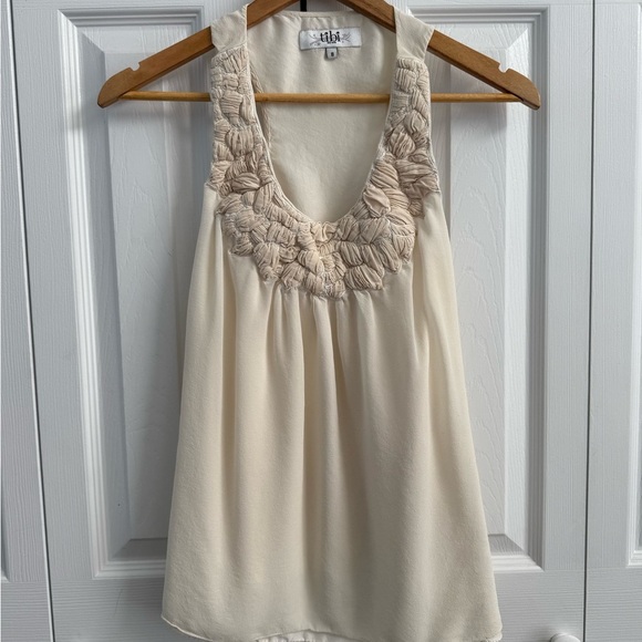 Tibi Tops - 100% Silk TIBI Quiet Luxury Cream Sleeveless Top
